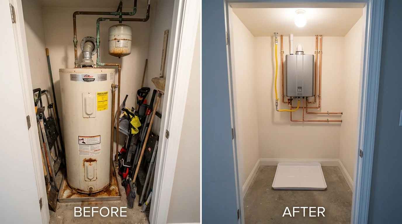 Tank water heater versus wall-mounted tankless unit comparison for Decatur, TX homeowners